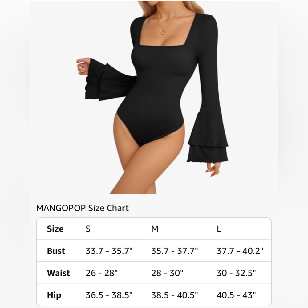 BUNDLE NWOT 2 Pack Mangopop Black Long Sleeve Bodysuits - Picture 11 of 12